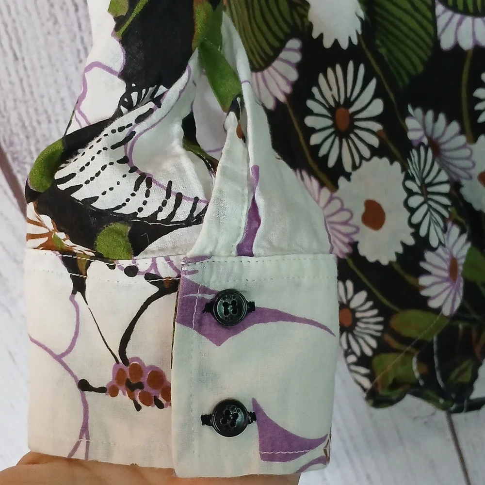 Maje Anthropologie 70's Floral Print Shirt button down blouse size small (1) - Picture 6 of 12